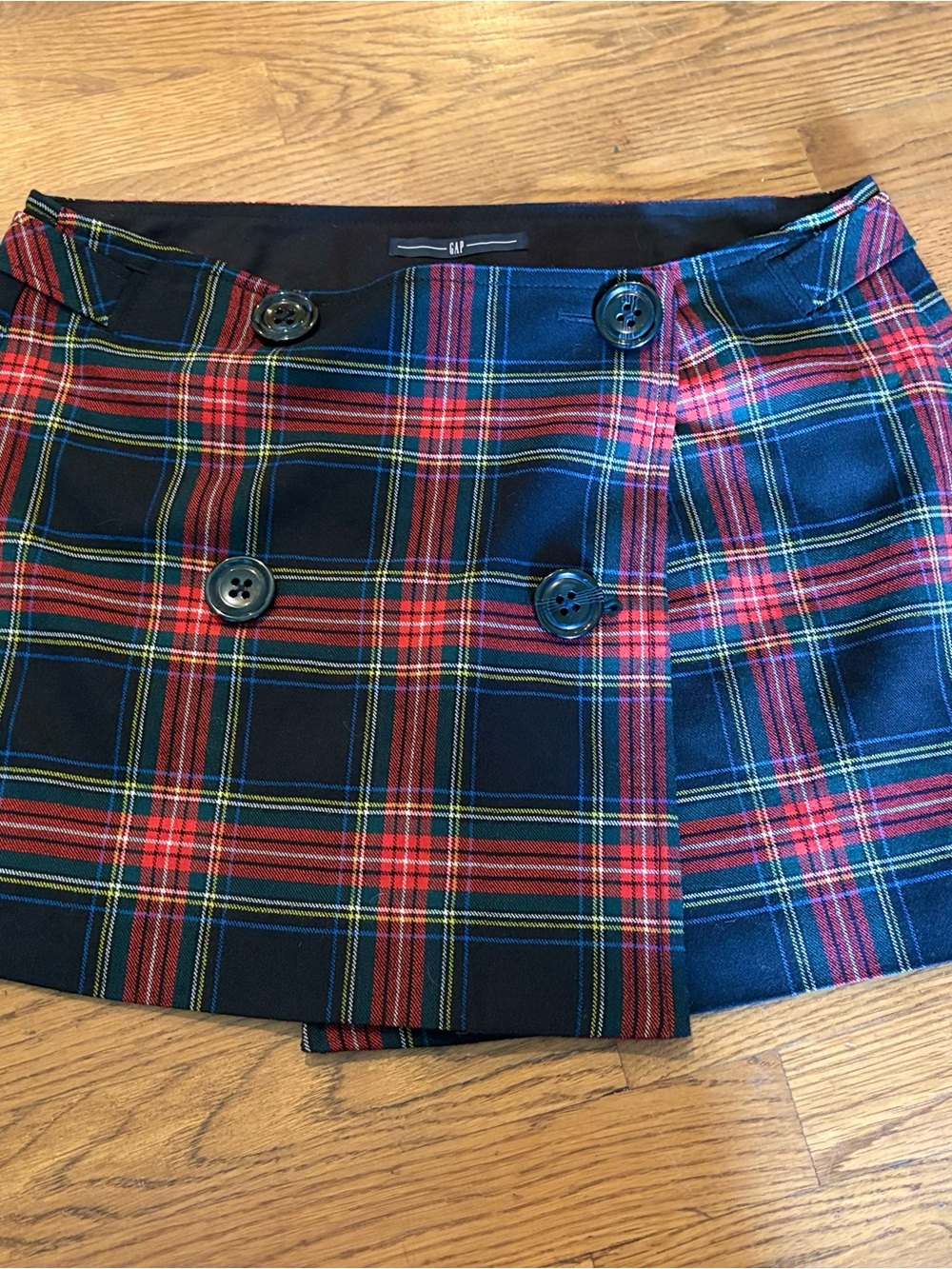 GAP Red, Navy & Yellow Plaid Button-Front Mini Skirt